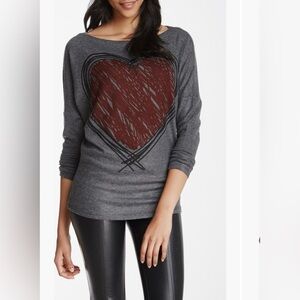 Go Couture Heart Graphic Grey Sweater
